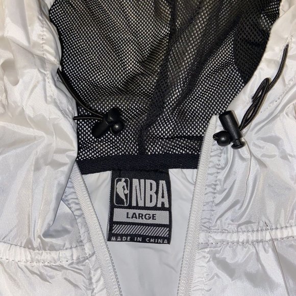 NBA Mens Hooded Windbreaker Jacket White Blue Red Size Large‎ Full Zip - Picture 7 of 10